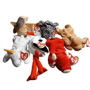 TY Beanie Babies -Lot Of 6 Stilts99 Mystic93, Ziggy95, Spunk97, Short95, Swoop20